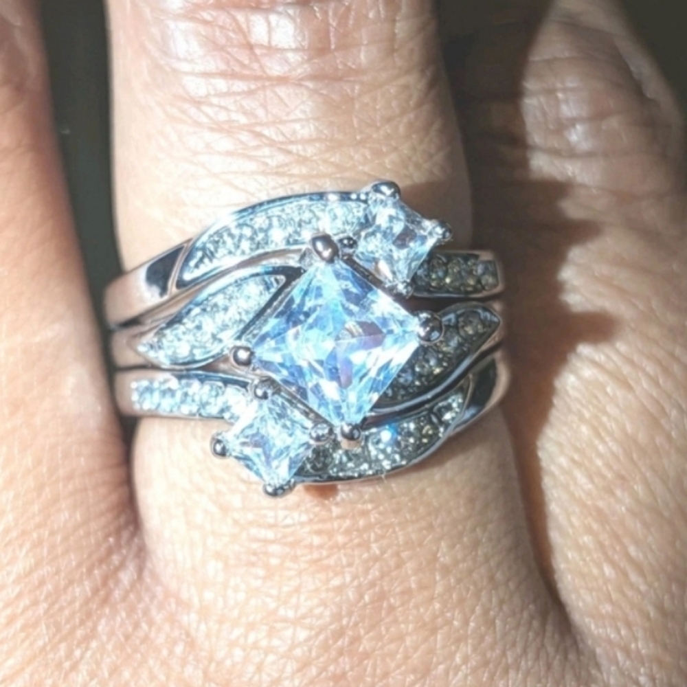 Womens 4ct Intricate Detailed Lab Created Diamond Engagement Ring Set Sz7
